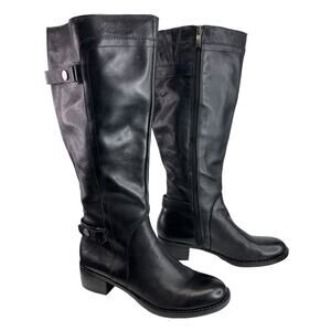 FRANCO SARTO Womens Black Side Zip Knee High L-Crash Riding Boots Size 6.5 WC